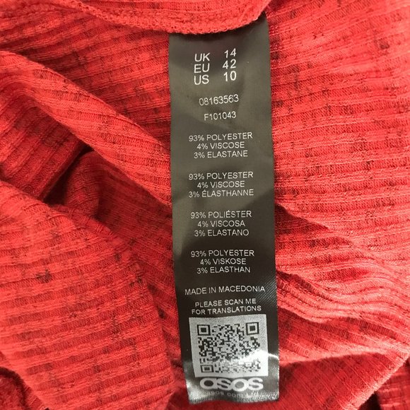 NWT ASOS Red Knit Deep V Neck Tie Waist Jumpsuit 10 - Picture 11 of 13